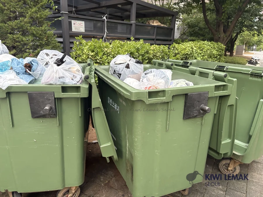 Large general waste container in a Korean apartment complex